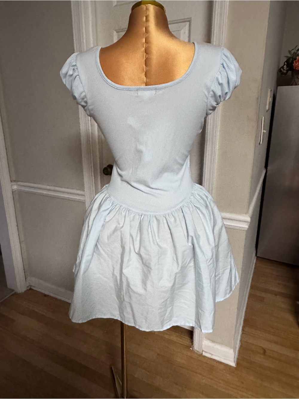 Discreet Light Blue Ribbed Tank Dress - Picture 4 of 5
